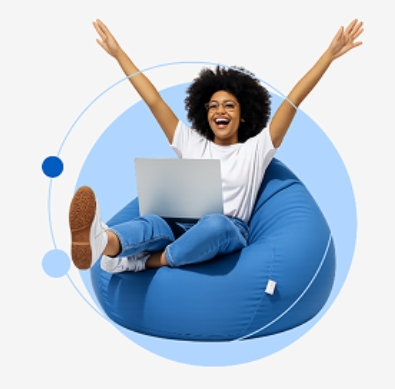 happy girl with laptop