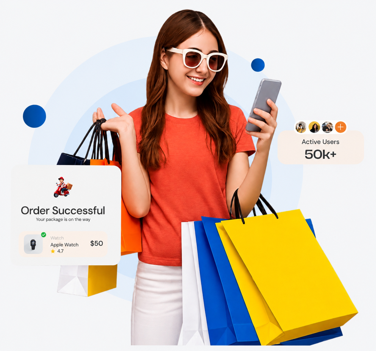 shopping woman with order card